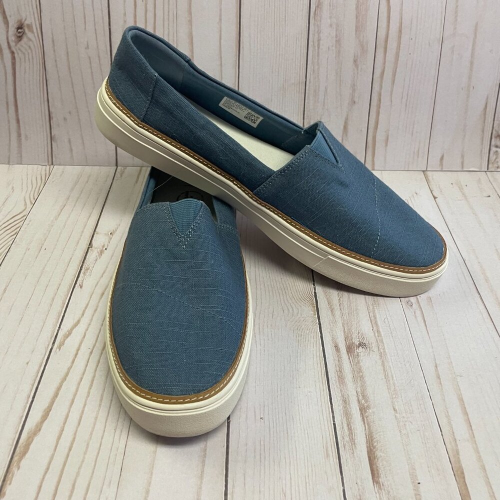 Toms Blue Slip-On Flats with White Platform Sole